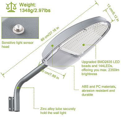144LED Wall Pack Light, IP65 Waterproof Outdoor Lamp with Photocell Sensor for Garage