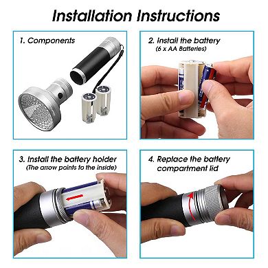 100-LED UV Blacklight Flashlight, Aluminum Ultraviolet Detection Torch for Stains, Pet Urine & Scorp