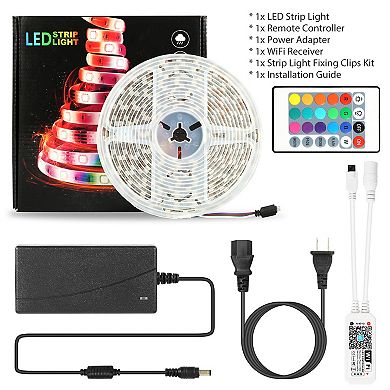 16.4FT RGB LED Strip Lights, Waterproof, WiFi Smart, Works with Alexa & Google, Music Sync