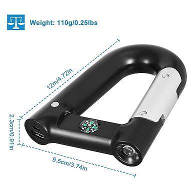 2200mAh Power Bank Carabiner-Shaped with Emergency Flashlight & Compass for Hiking & Camping