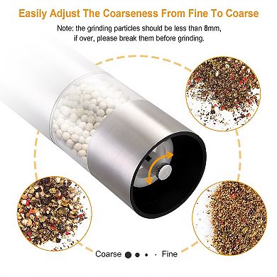Electric Salt and Pepper Grinder Mill Stainless Steel Battery Operated Shaker with Light