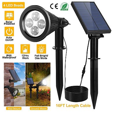 Solar Spotlight Outdoor Waterproof Dusk to Dawn Light for Garden Wall Path Lawn Decor