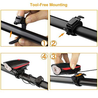 10000LM USB Rechargeable Bike Headlight LED Front Light, Rear Taillight & 130dB Horn