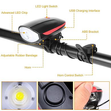10000LM USB Rechargeable Bike Headlight LED Front Light, Rear Taillight & 130dB Horn