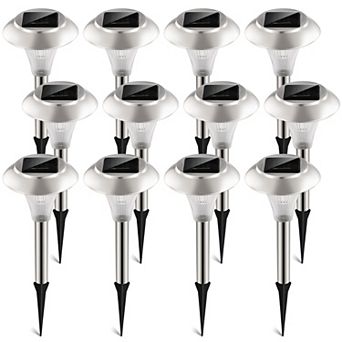 12-Pack Solar Garden Pathway Lights, IP44 Waterproof Color-Changing Outdoor Landscape Lamps