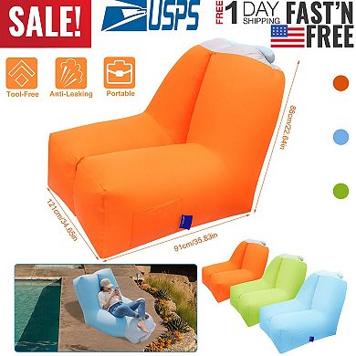 Inflatable Lounger Air Sofa Chair with Bag Waterproof Anti Leak for Beach Camping Travel Picnic