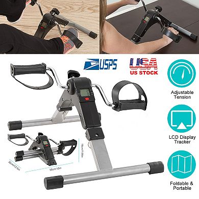 Foldable Mini Exercise Bike Pedal Exerciser with LCD for Legs, Arms & Home Gym