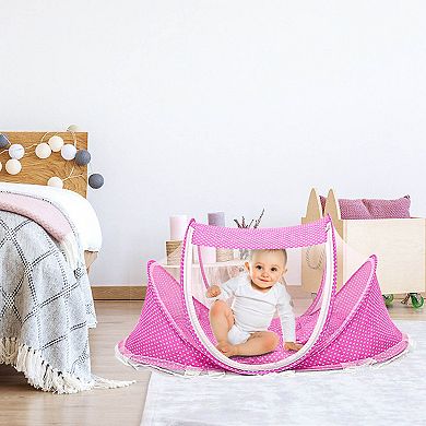 Foldable Baby Travel Bed with Mosquito Net, Crib, Mattress & Music Box for 03 Years