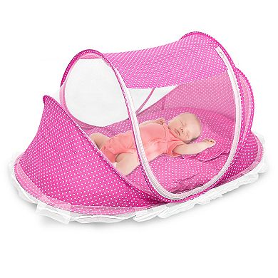 Foldable Baby Travel Bed with Mosquito Net, Crib, Mattress & Music Box for 03 Years