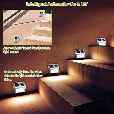 2-Pack Solar Step Lights Outdoor Waterproof, Auto On/Off for Stairs, Fence, Garden