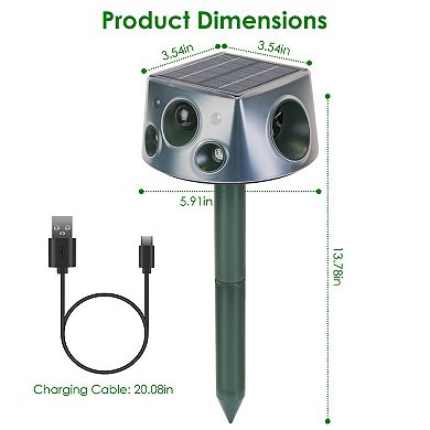 Ultrasonic Solar Animal Repeller, Waterproof Outdoor Pest Deterrent with Motion Sensor & 3 Modes