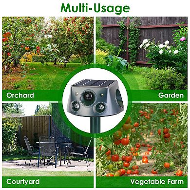 Ultrasonic Solar Animal Repeller, Waterproof Outdoor Pest Deterrent with Motion Sensor & 3 Modes