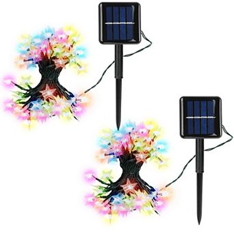 2 pc Solar String Lights 39.3FT 100 LEDs, IP65 Waterproof Fairy Lights with 8 Modes for Garden & Par