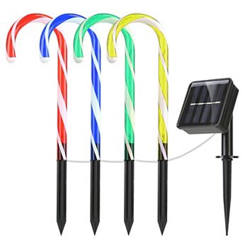 Solar Christmas Candy Cane Stake Light IP55 Waterproof Outdoor Patio Yard Garden Decor