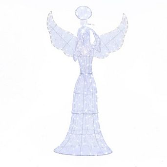 LuxenHome 5Ft Angel Playing Trumpet Outdoor Holiday Decoration with Lights