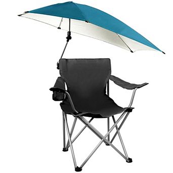 Foldable Beach Chair with Detachable Umbrella, Adjustable Canopy & Cup HolderPortable & Lightweight