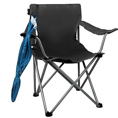 Foldable Beach Chair with Detachable Umbrella, Adjustable Canopy & Cup HolderPortable & Lightweight