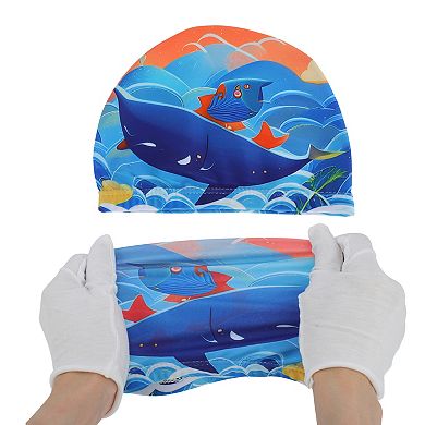 Polyester Cartoon Whale Swim Cap for Child 1 Pc 6.1"x8.86"