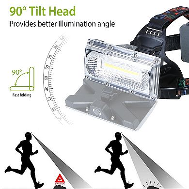 20000LM LED Work Headlamp, Rechargeable, 3 Modes, IP65 Waterproof, Rotatable for Camping & Hiking