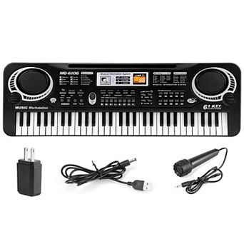 61-Key Digital Electronic Keyboard Piano with Microphone Beginner Music Kit