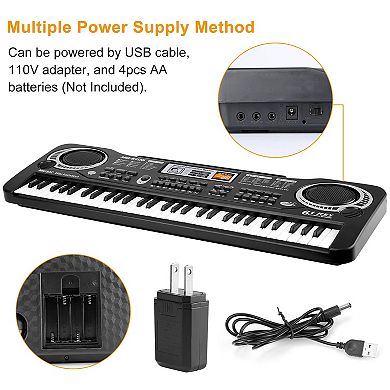 61-Key Digital Electronic Keyboard Piano with Microphone Beginner Music Kit