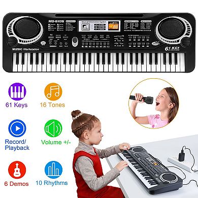 61-Key Digital Electronic Keyboard Piano with Microphone Beginner Music Kit