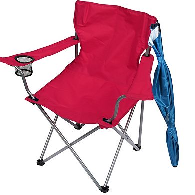 Foldable Beach Chair with Adjustable Canopy, Detachable Umbrella, Cup Holder & Carry Bag