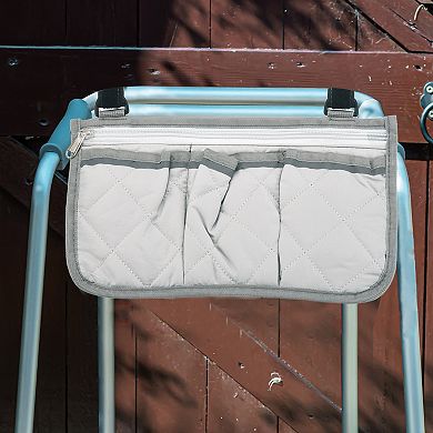 Beach Chair Armrest Bag, Waterproof Hanging Storage Pouch Arm Rest Magazine Snack Bag with 4 Pockets