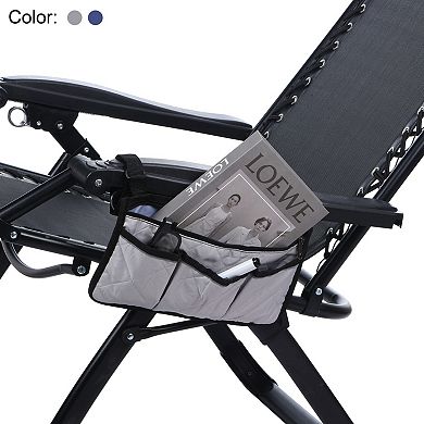 Beach Chair Armrest Bag, Waterproof Hanging Storage Pouch Arm Rest Magazine Snack Bag with 4 Pockets