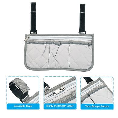 Beach Chair Armrest Bag, Waterproof Hanging Storage Pouch Arm Rest Magazine Snack Bag with 4 Pockets