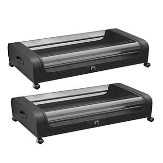2 Pack Under Bed Storage Containers with Clear Lids, 42L Rolling Clothing Organizer Bins
