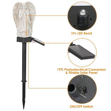 Solar Praying Angel Statue Garden Light, LED Outdoor Decor, IP65 Waterproof Lawn Lamp