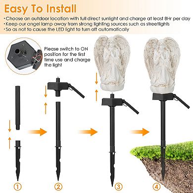 Solar Praying Angel Statue Garden Light, LED Outdoor Decor, IP65 Waterproof Lawn Lamp