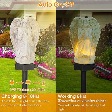 Solar Praying Angel Statue Garden Light, LED Outdoor Decor, IP65 Waterproof Lawn Lamp