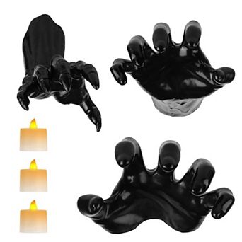 3 Pack Creepy Reaching Hands with Candles Wall Mounted Gothic Halloween Decorations