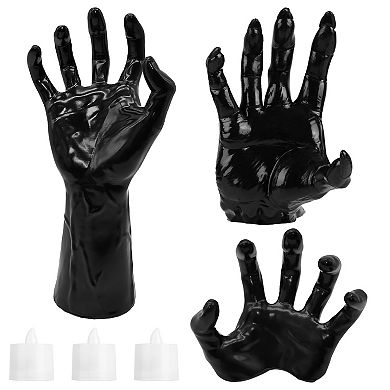 3 Pack Creepy Reaching Hands with Candles Wall Mounted Gothic Halloween Decorations
