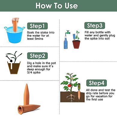 10Pack Plant Watering Spikes Terracotta Automatic Watering Devices with Slow Release Control Plant W