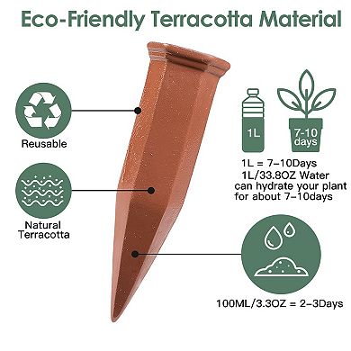 10Pack Plant Watering Spikes Terracotta Automatic Watering Devices with Slow Release Control Plant W