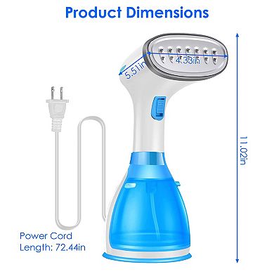 1500W Portable Handheld Clothes Steamer with 2 Brushes, 30s Heat-Up, Dry Ironing & Wrinkle Remover f