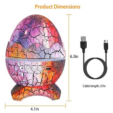 Dinosaur Egg Galaxy Star Projector Nebula Light with White Noise, Speaker & Remote Control