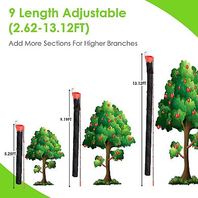 13.4FT Fruit Picker Pole with Basket & Bag, Heavy Duty Tool for Harvesting