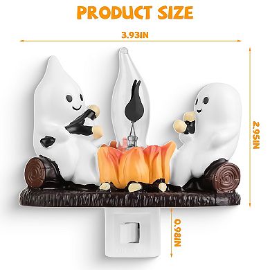 2Pcs Ghost Campfire Flickering Flame Night Light Halloween Bedroom Decor Funny Gift