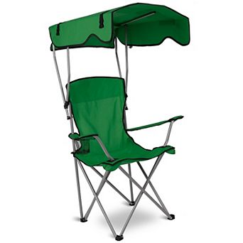 Foldable Beach Canopy Chair with Sun Shade & Cup Holder, 330lbs Load