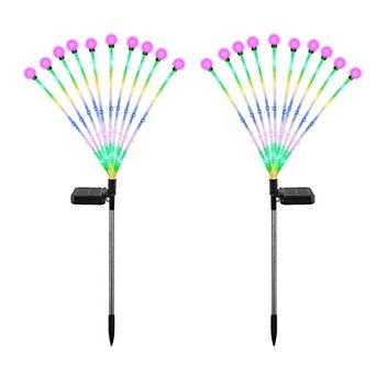 2 pc Solar Firefly Pathway Lights IP65 Waterproof Outdoor Garden Yard Stake Lamps