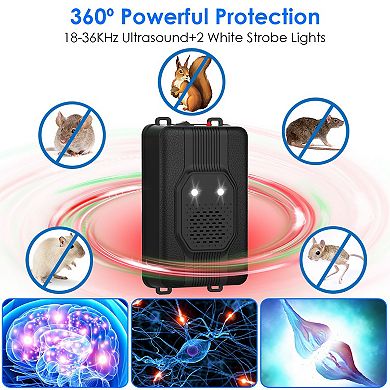 2-Pack Ultrasonic Rodent Repellers with Strobe Light, Under Hood Pest Deterrent for Cars & Indoor Us