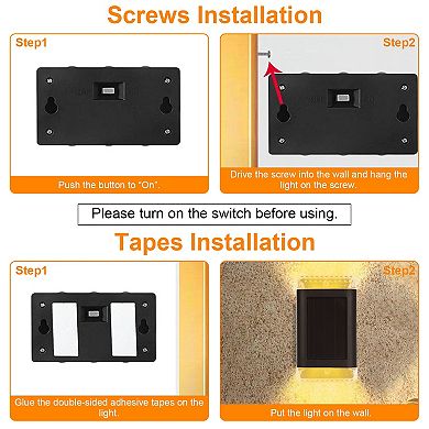 4-Pack Solar Wall Sconce Lights, IP55 Waterproof, Rechargeable Sensor Lamps, Warm Yellow