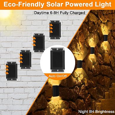 4-Pack Solar Wall Sconce Lights, IP55 Waterproof, Rechargeable Sensor Lamps, Warm Yellow