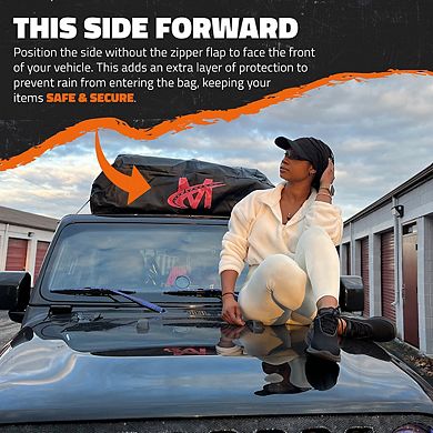 Mockins 45 Cu Ft. Red Waterproof Rooftop Cargo Bag (75"x48"x22") with Mat, Straps, Hooks & More