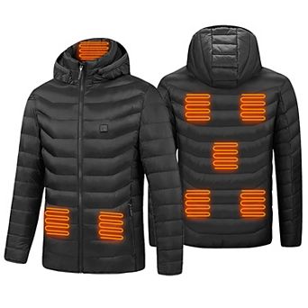 Heated Electric Jacket with 3 Heat Levels & 8 Zones Lightweight Hooded Winter Coat