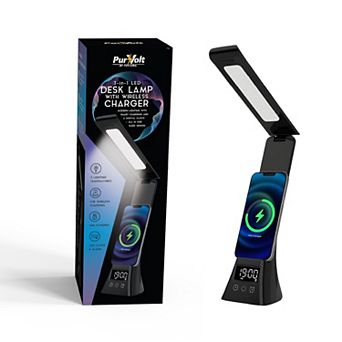 Pursonic 3-in-1 LED Desk Lamp with Wireless Charger and Alarm Clock Sleek, Smart, and Space-Saving